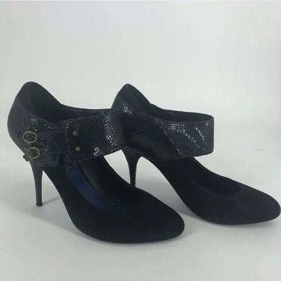 Steve by Steve Madden black heels. Suede And Snakeskin. Size 8 - Picture 5 of 7